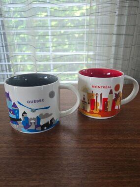 Starbucks Montreal Quebec You are Here Coffee Mugs signed